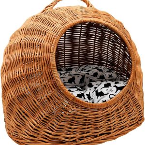 Cat House Lounger Cat Cave Wicker Transport Box Basket with Cushion Braided custom made
