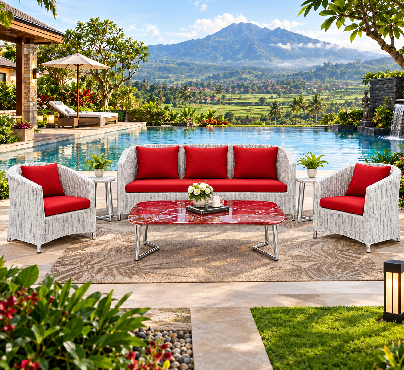 Luxury Poolside Lounge with Mountain Views Luxury Poolside Lounge with Mountain Views