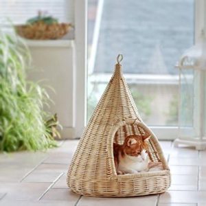 Lycce Cat Cave with Soft Cushion Rattan for Cats and Small Dogs