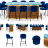 Modern Blue and Gold Bar Set Showcase