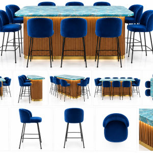 Modern Blue and Gold Bar Set Showcase