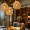Pendant Ligh Wicker Chandelier Cafe Indoor Luxurious Hotel
