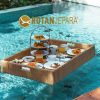 Rectangular floating tray for outdoor swimming pools