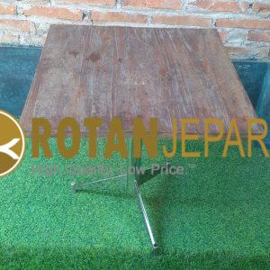 Gibran Rustic Teak Table Stainless Cafe Furniture