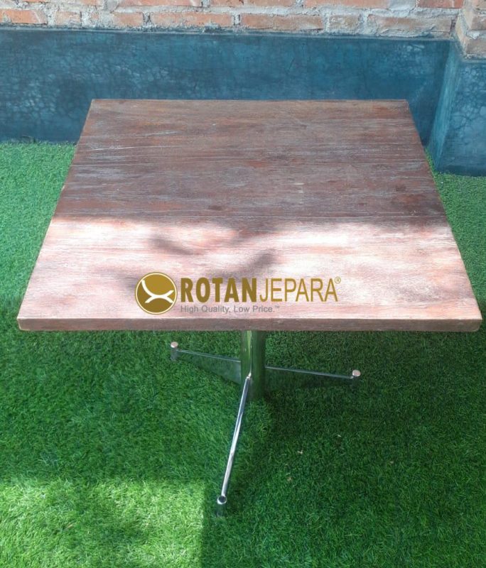 Gibran Rustic Teak Table Stainless Hotel Furniture