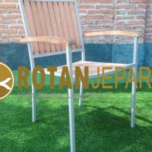 Prabowo Gemoy Arm Chair Aluminum Teak Furniture Outdoor