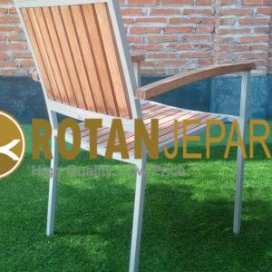 Prabowo Gemoy Arm Chair Aluminum Teak Furniture Outdoor Resort