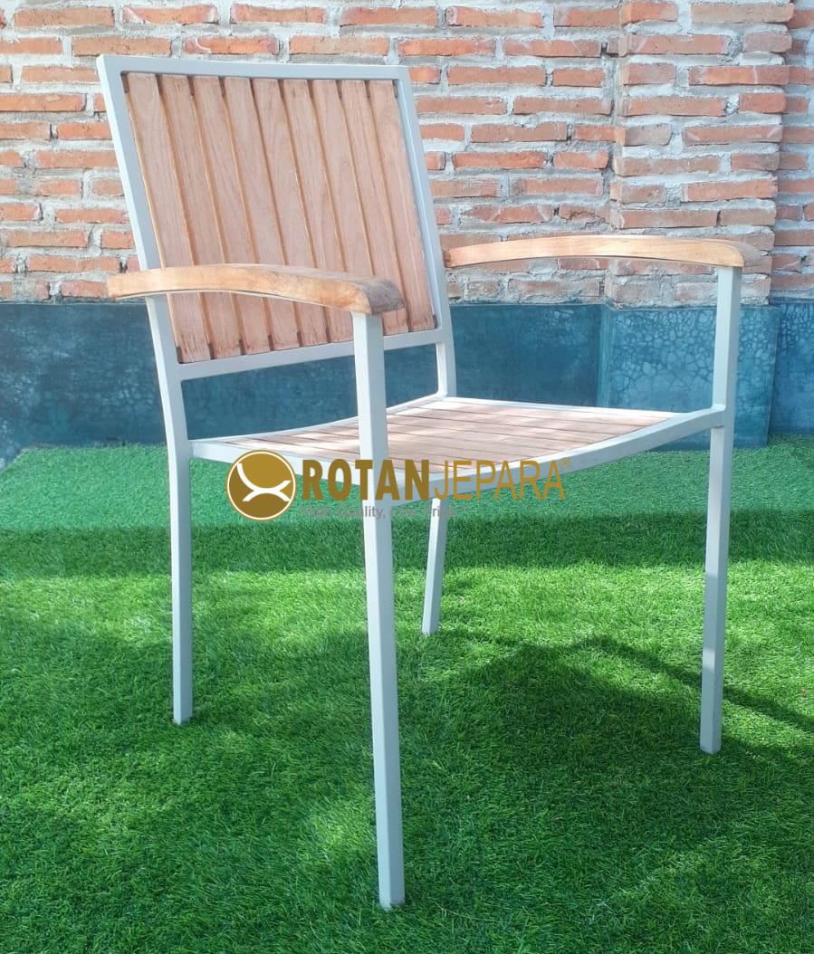 Prabowo Gemoy Arm Chair Aluminum Teak Furniture Outdoor