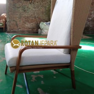 Prabu Teak Wicker High Lounge Chair Apartment Furniture