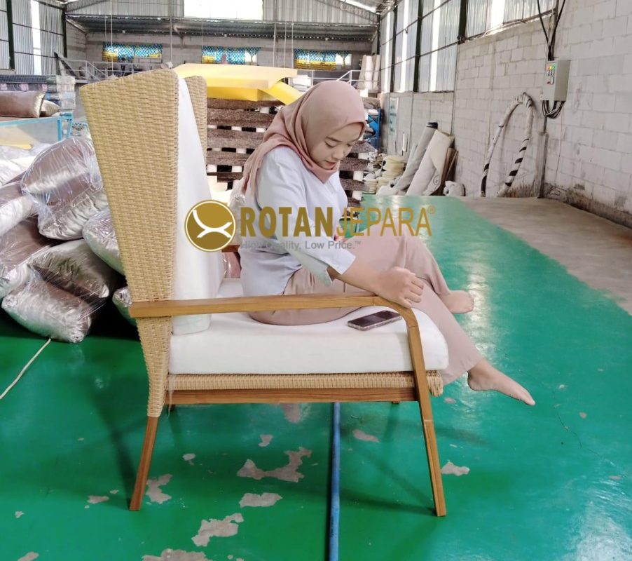 Prabu Teak Wicker High Lounge Chair Hotel Furniture