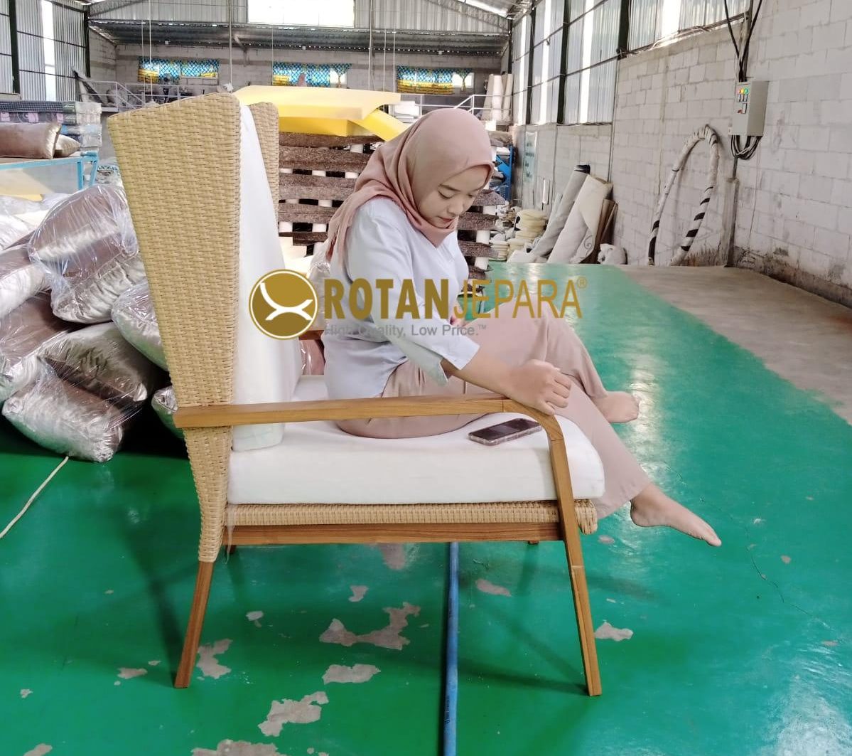 Prabu Teak Wicker High Lounge Chair Hotel Furniture Prabu Teak Wicker High Lounge Chair Hotel Furniture