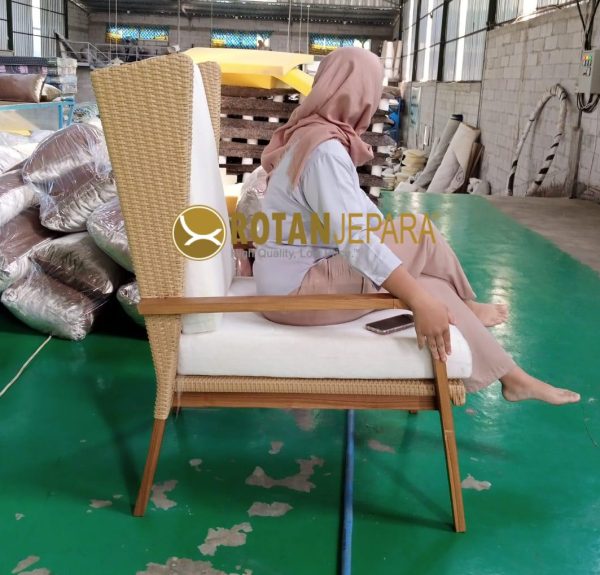 Prabu Women Teak Wicker High Lounge Chair Pavilion Furniture