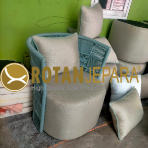 Blue Green Arm Chair Rope Outdoor Beach Club Furniture