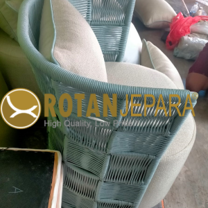 Blue Green Arm Chair Rope Outdoor Beach Club Furniture Resort