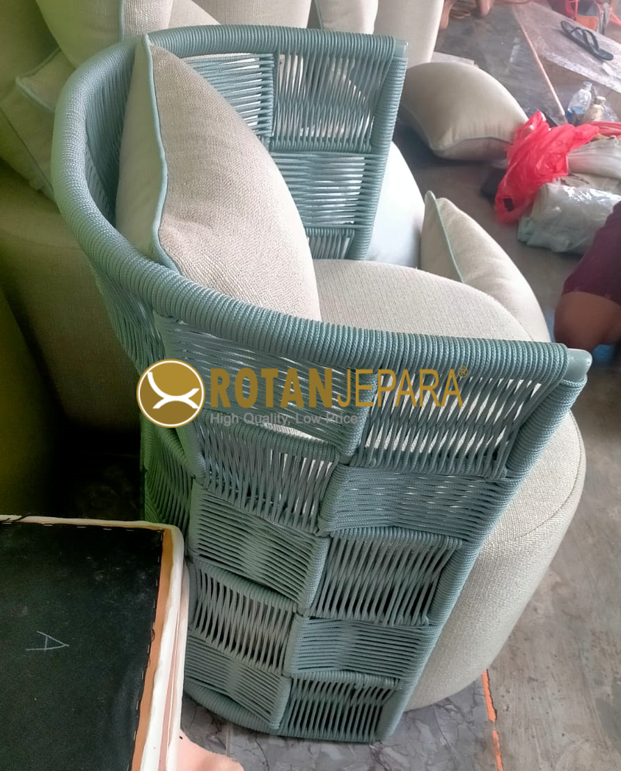 Blue Green Arm Chair Rope Outdoor Beach Club Furniture Resort Blue Green Arm Chair Rope Outdoor Beach Club Furniture Resort