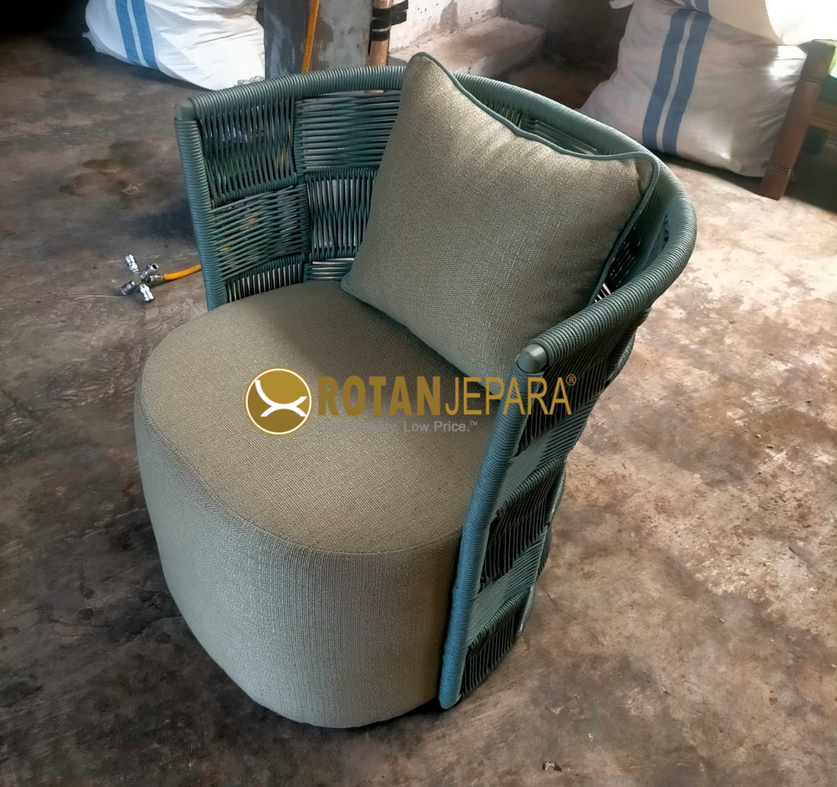 Blue Green Patio Arm Chair Rope Resort Club Furniture Blue Green Patio Arm Chair Rope Resort Club Furniture