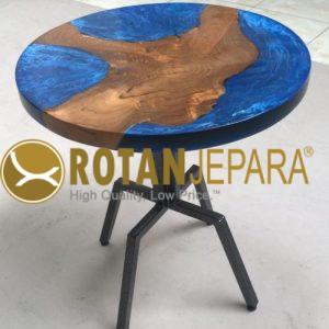 Blue Resin Metal Side Table Furniture Beach Club