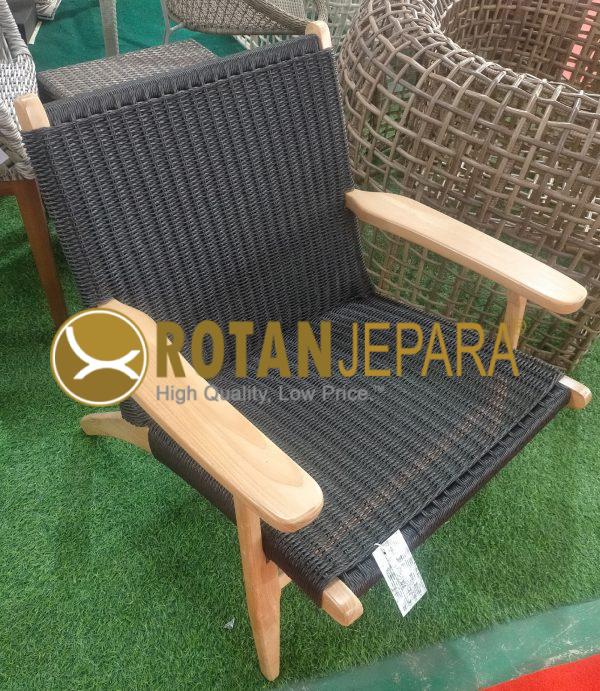 Prabowo Gemoy Woven Club Chair Teak Twist Wicker Furniture Hotel Custom