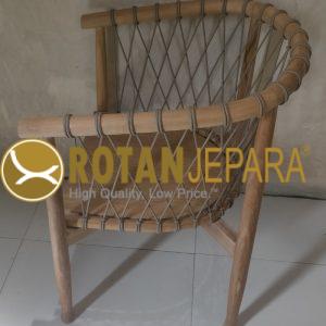 Romansa Kursi Tangan Jati Anyaman Rope Mebel Ruang Makan Cafe