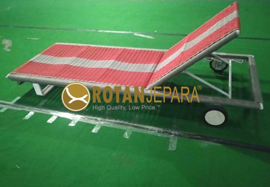 Red Memo Sunbed Rope Aluminum Untuk Kolam Renang Resort Red Memo Sunbed Rope Aluminum Untuk Kolam Renang Resort