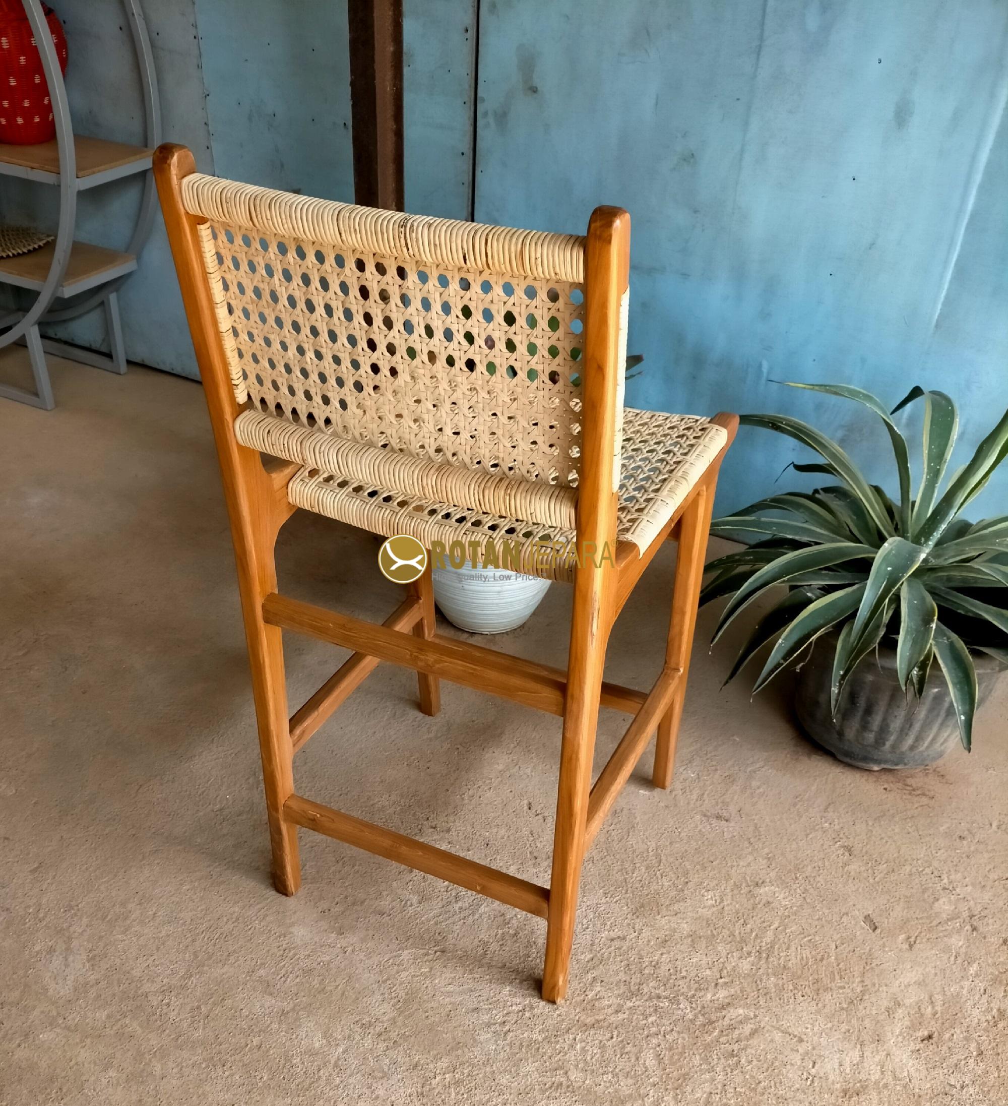 Teak Chicken Eye Rattan Bar Chair Apartemen Furniture Teak Chicken Eye Rattan Bar Chair Apartemen Furniture