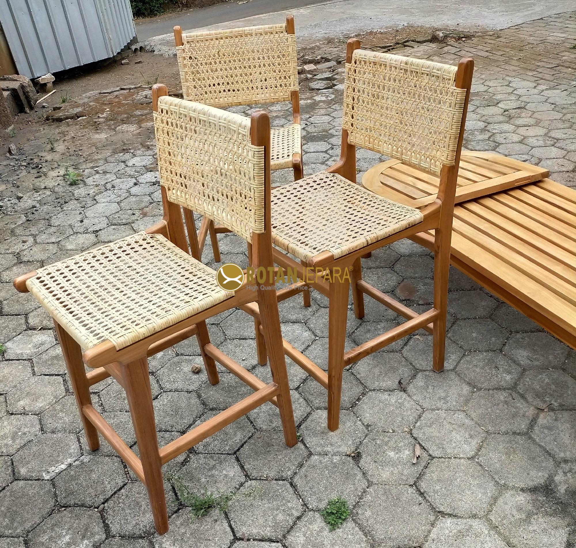 Teak Chicken Eye Rattan Dining Bar Chair Hotel Furniture Teak Chicken Eye Rattan Dining Bar Chair Hotel Furniture