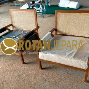 Akin Black and White Teak Woven Chat Chair Villa Bali Living Furniture