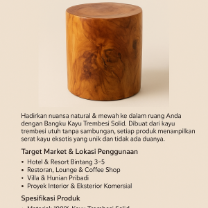 Bangku Kayu Trembesi Solid – Natural, Elegan, dan Multifungsi