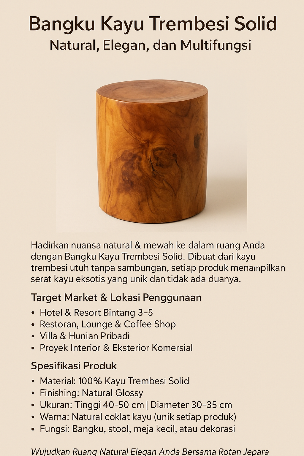 Bangku Kayu Trembesi Solid – Natural, Elegan, dan Multifungsi Bangku Kayu Trembesi Solid – Natural, Elegan, dan Multifungsi