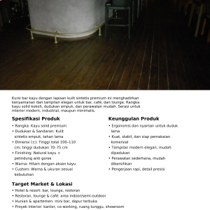 Kursi Bar Kayu & Kulit Sintetis – Stylish, Nyaman, dan Kokoh