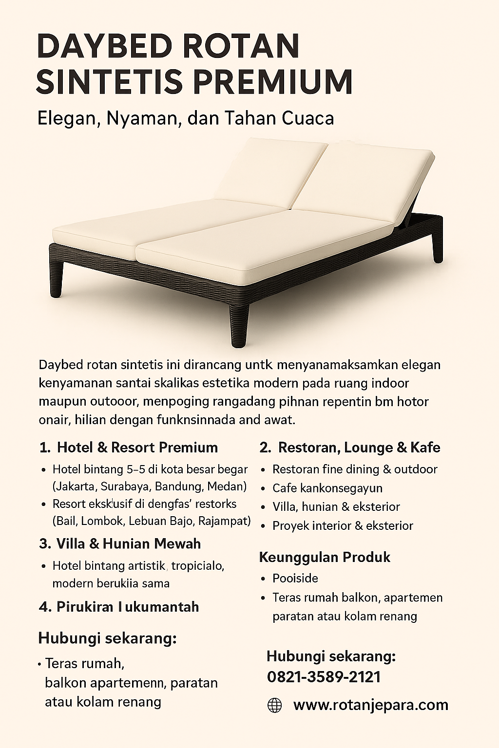 Daybed Rotan Sintetis Premium – Elegan, Nyaman, dan Tahan Cuaca Daybed Rotan Sintetis Premium – Elegan, Nyaman, dan Tahan Cuaca