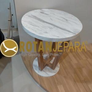 Meja Bulat Top Marmer Minimalis – Elegan, Kokoh, dan Serbaguna