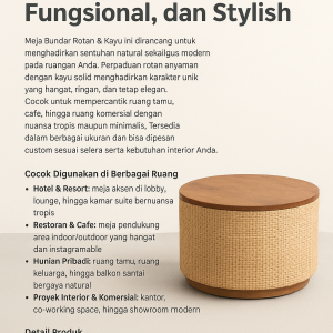 Meja Bundar Rotan & Kayu – Alami, Fungsional, dan Stylish
