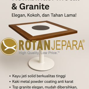 Meja Jati Kombinasi Metal & Granite Mewah Untuk Beach Club Customized Mebel