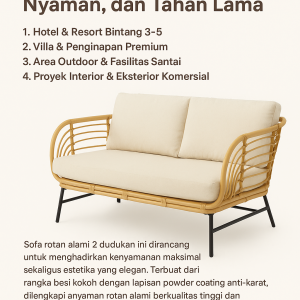 Sofa Rotan 2 Dudukan Minimalis – Elegan, Nyaman, dan Tahan Lama