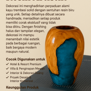 Dekorasi Vas Kayu Resin Artistik – Elegan & Unik