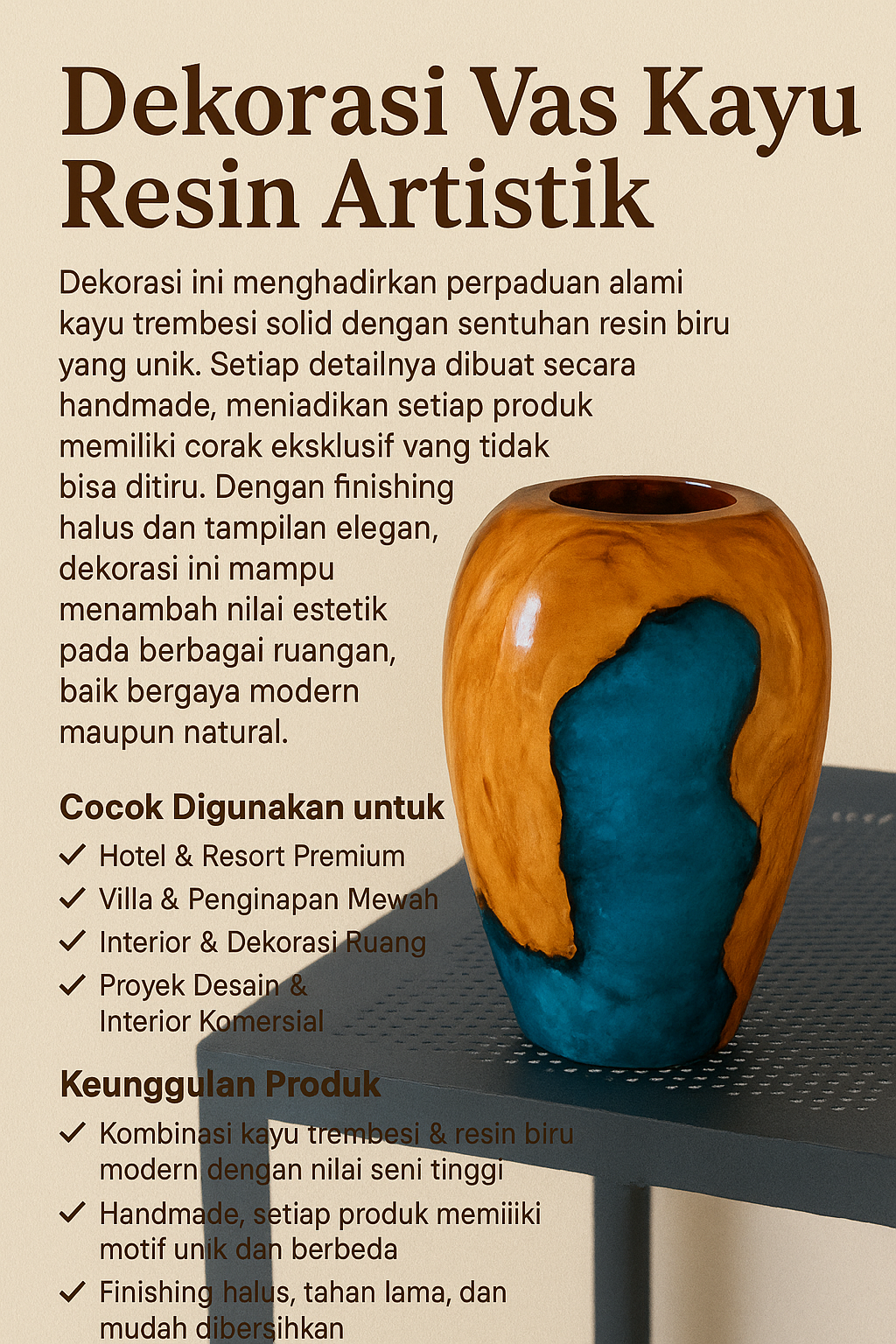 Dekorasi Vas Kayu Resin Artistik – Elegan & Unik Dekorasi Vas Kayu Resin Artistik – Elegan & Unik