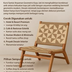 Kursi Anyaman Geometris Kayu Jati Minimalis – Handmade Series