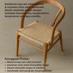 Kursi Rotan Kayu Jati Minimalis Scandinavian – Handmade Series