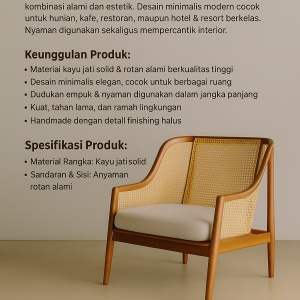 Kursi Santai Rotan Kayu Jati Minimalis Elegan – Nyaman & Estetik