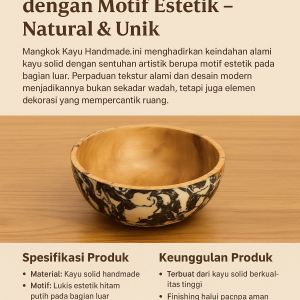 Mangkok Kayu Handmade dengan Motif Estetik – Natural & Unik