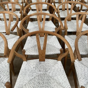 Kursi Anyaman Serat Alami Kayu Jati – Teak Wicker Side Chair Cafe Collection