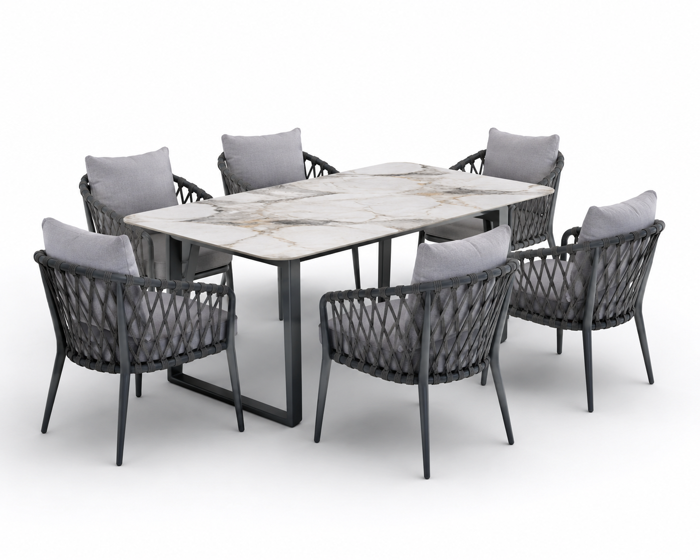 Rangka Kursi Rope Besi Hitam – Urban Outdoor Lounge Frame