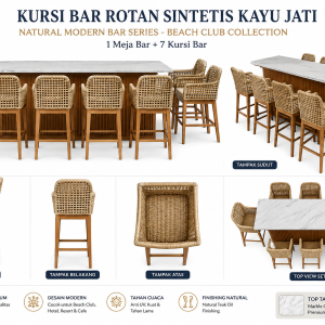 Modern Teak and Rattan Bar Set Catalog