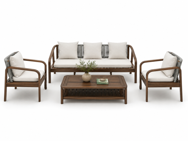 Outdooran Sofa Modern Teak Patio Furniture Set