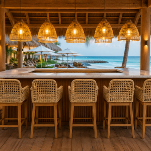Tropical Beach Bar at Sunset