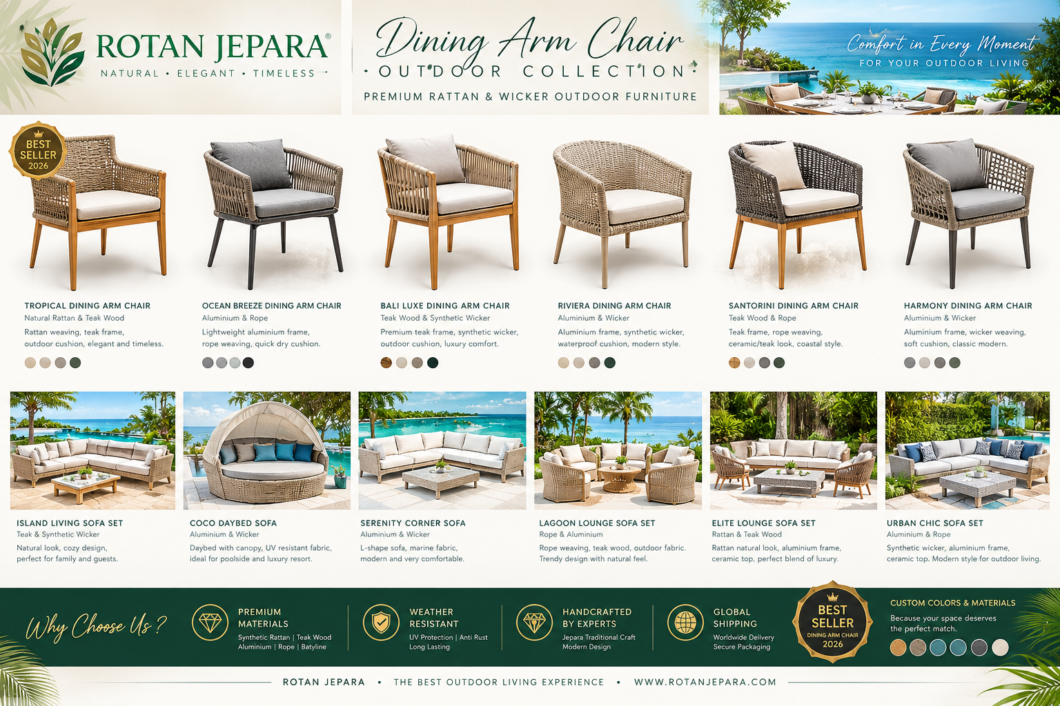 Dining Arm Chair Luxury Outdoor Furniture Collection