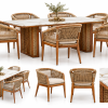 LUXURY WOVEN TEAK MARBLE DINING SET