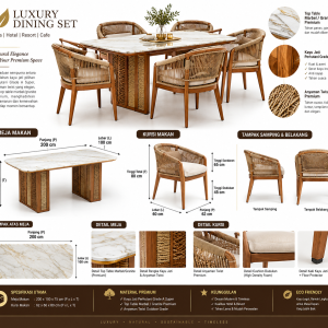Luxury Teak Marble Dining Set Premium Furniture Jepara