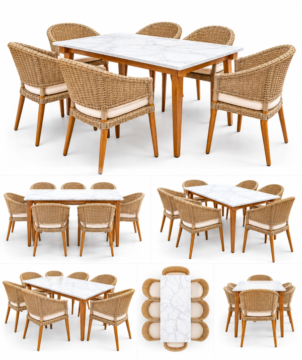 Wicker Dining Set Catalog Collage Beach Club